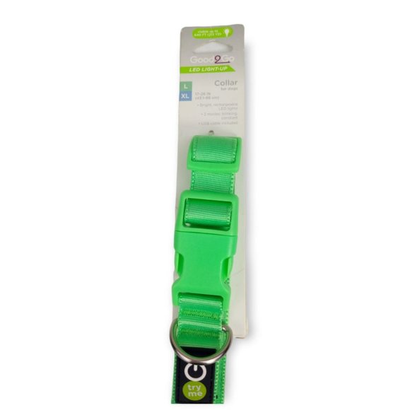 Good 2 Go LED Light Up Dog Collar Size: L/XL - Green (2 Light Modes) New - Picture 4 of 6